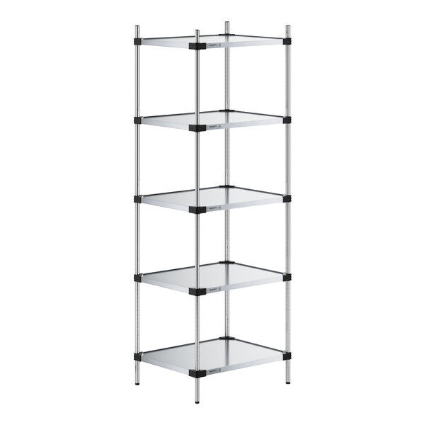 A Regency galvanized steel shelf unit with four shelves.