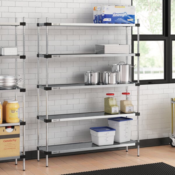 Regency 14" x 54" Solid Galvanized Steel 5-Shelf Kit with 74" Posts