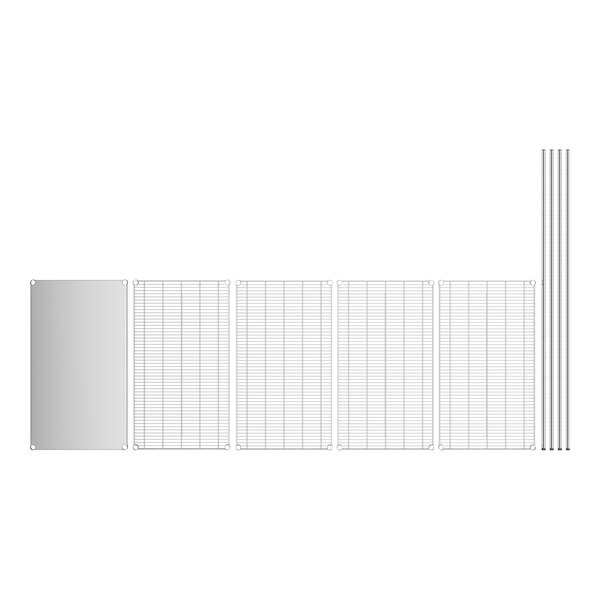 A white rectangular grid with several poles.