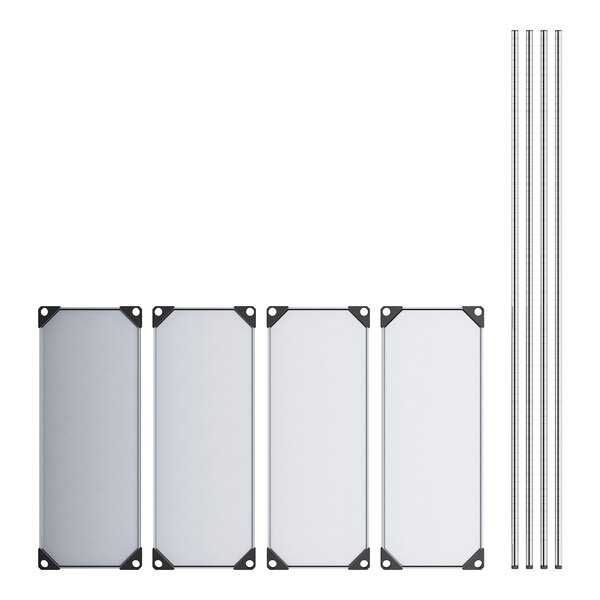 Regency 14" x 36" Solid Galvanized Steel 4-Shelf Kit with 74" Posts