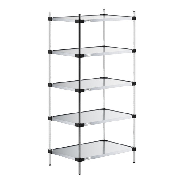 Regency 24" x 36" Solid Galvanized Steel 5-Shelf Kit with 74" Posts