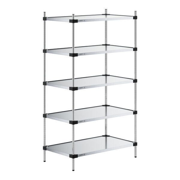 Regency 24" x 42" Solid Galvanized Steel 5-Shelf Kit with 74" Posts