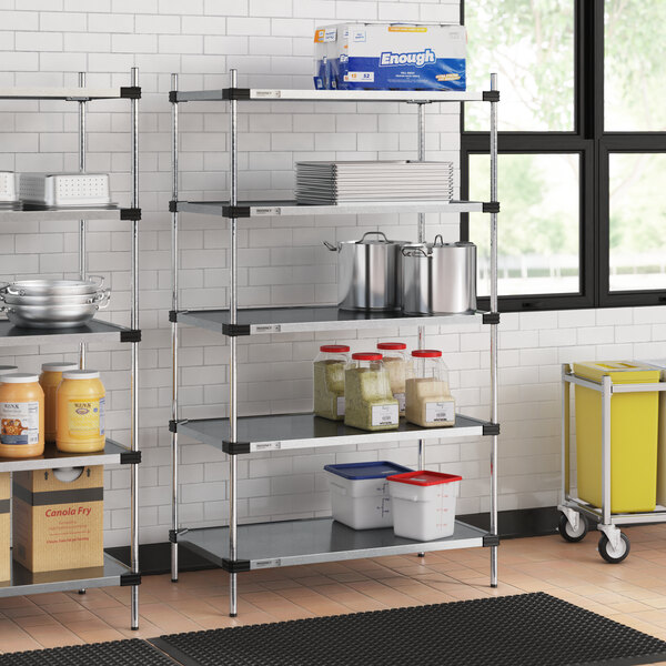 Regency 24" x 42" Solid Galvanized Steel 5-Shelf Kit with 74" Posts