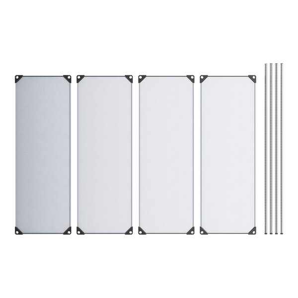 A Regency galvanized steel wire shelving unit with rectangular white shelves.