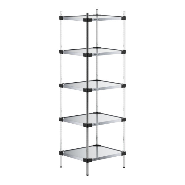 Regency 21" x 24" Solid Galvanized Steel 5-Shelf Kit with 74" Posts