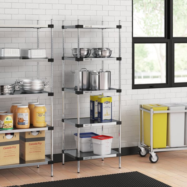 Regency 21" x 24" Solid Galvanized Steel 5-Shelf Kit with 74" Posts