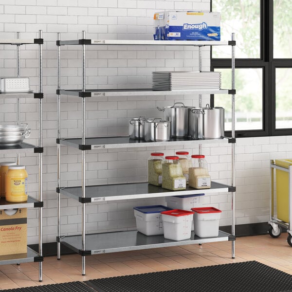 Regency 24" x 54" Solid Galvanized Steel 5-Shelf Kit with 74" Posts