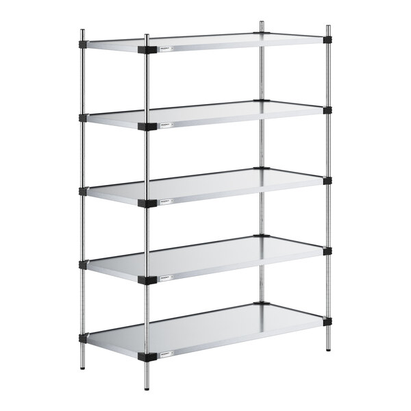 Regency 24" x 54" Solid Galvanized Steel 5-Shelf Kit with 74" Posts