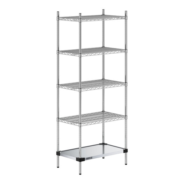 A Regency chrome wire shelving unit with shelves.