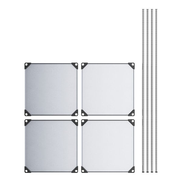 Regency 24" x 24" Solid Galvanized Steel 4-Shelf Kit with 74" Posts