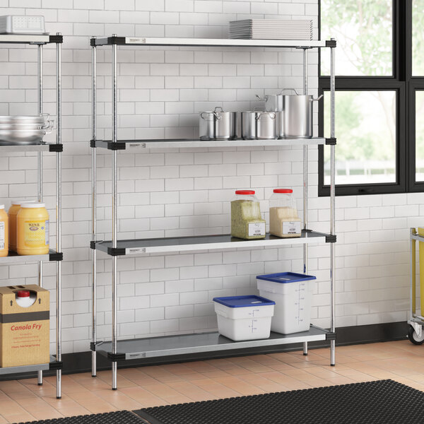 Regency 14" x 54" Solid Galvanized Steel 4-Shelf Kit with 74" Posts