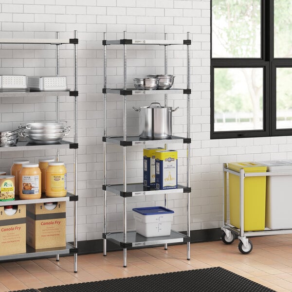 Regency 18" x 24" Solid Galvanized Steel 5-Shelf Kit with 74" Posts