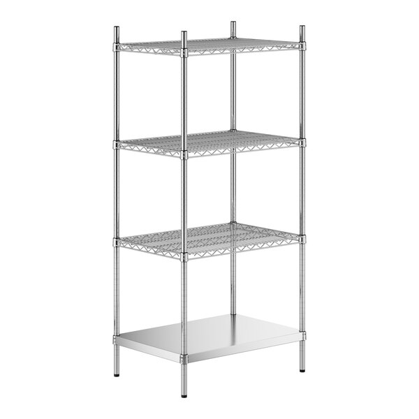 A stainless steel shelf kit with 4 shelves and solid bottom.