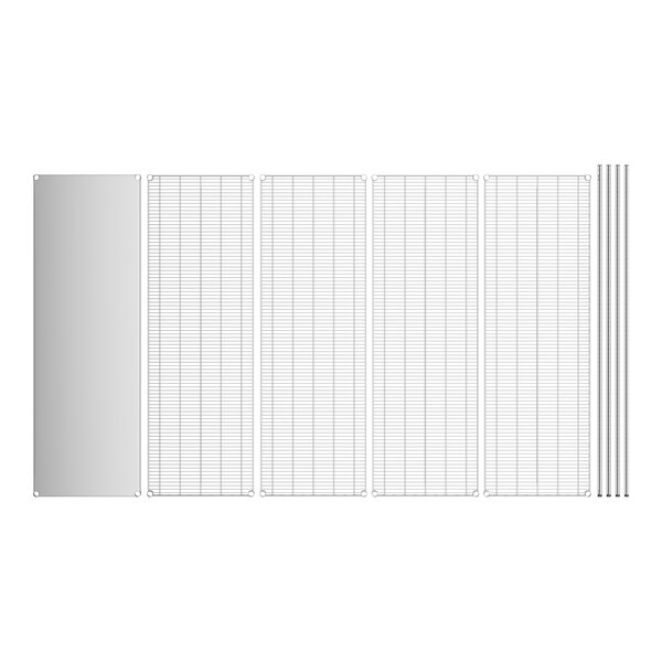 A white rectangular grid with several rods.
