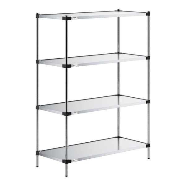 Regency 24" x 54" Solid Galvanized Steel 4-Shelf Kit with 74" Posts