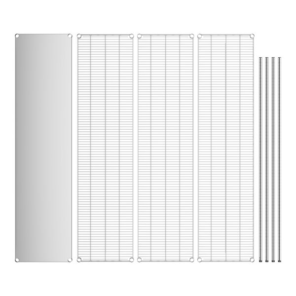 A white stainless steel wire shelf kit with four shelves.