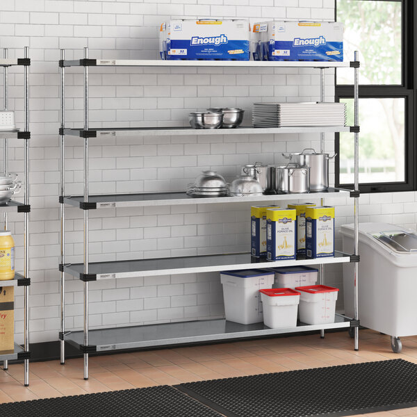 Regency 18" x 72" Solid Galvanized Steel 5-Shelf Kit with 74" Posts