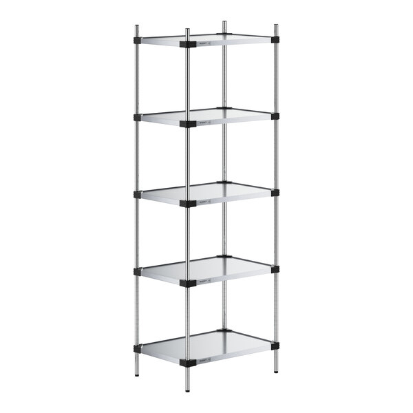 A Regency galvanized steel shelving unit with four shelves.