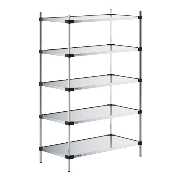Regency 24" x 48" Solid Galvanized Steel 5-Shelf Kit with 74" Posts