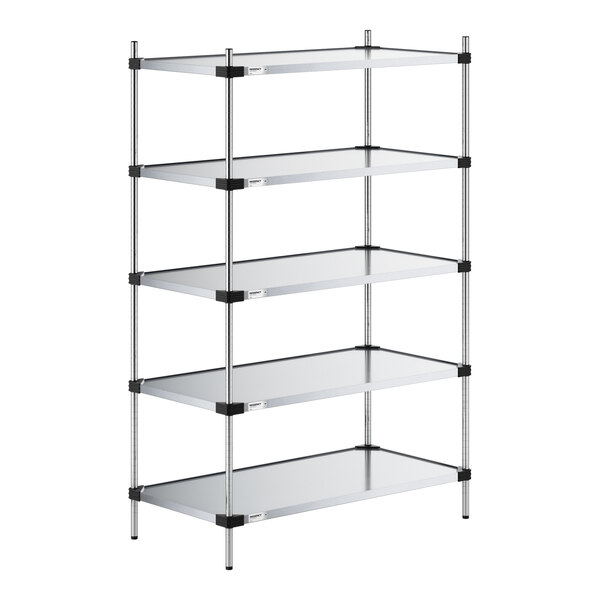Regency 24" x 48" Solid Galvanized Steel 5-Shelf Kit with 74" Posts