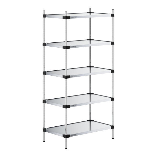 Regency 21" x 36" Solid Galvanized Steel 5-Shelf Kit with 74" Posts