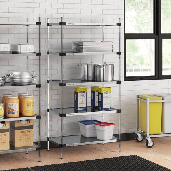 Regency 21" x 36" Solid Galvanized Steel 5-Shelf Kit with 74" Posts