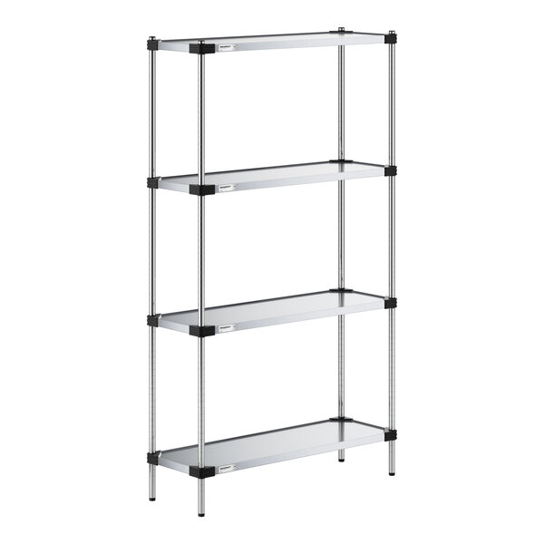 Regency 14" x 42" Solid Galvanized Steel 4-Shelf Kit with 74" Posts