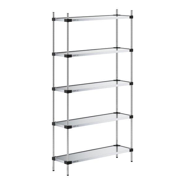 A Regency galvanized steel shelving unit with four shelves.