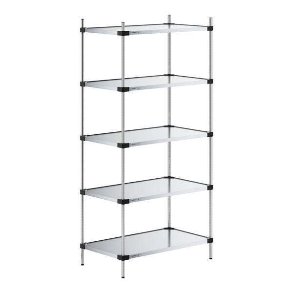A Regency galvanized steel shelving unit with four shelves.