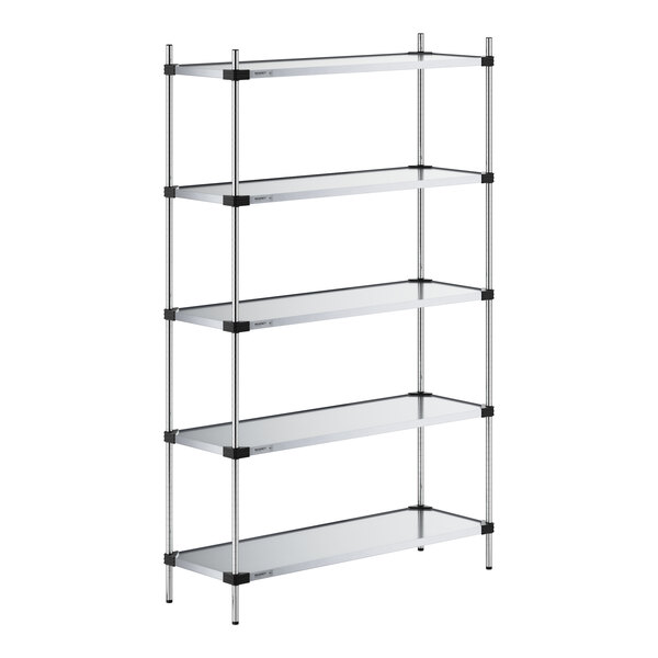 A Regency galvanized steel shelving unit with four shelves.