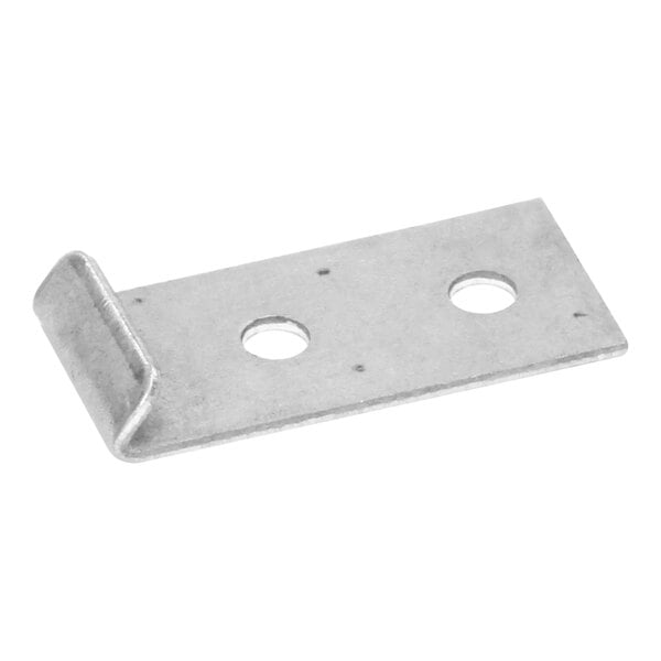 A metal plate with two holes on the side.