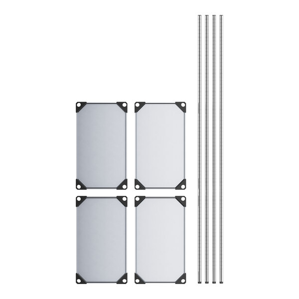 Regency 14" x 24" Solid Galvanized Steel 4-Shelf Kit with 74" Posts