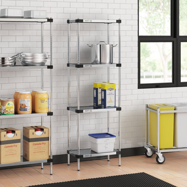 Regency 14" x 24" Solid Galvanized Steel 4-Shelf Kit with 74" Posts