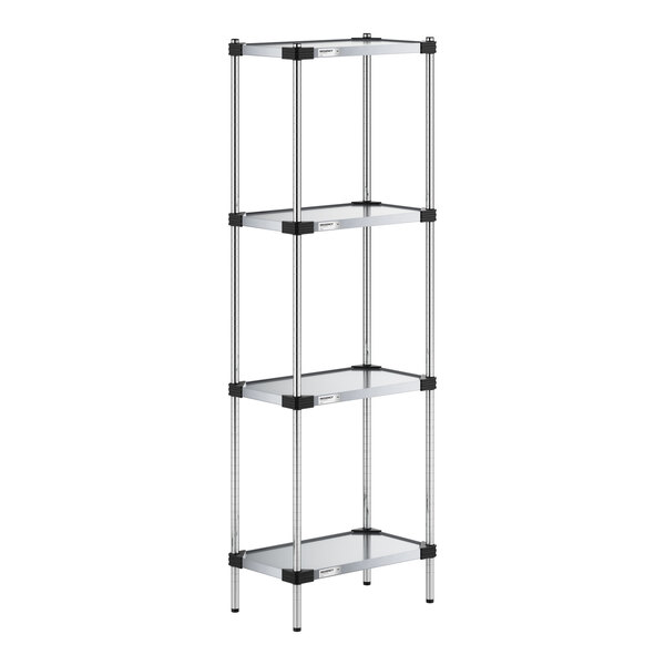 Regency 14" x 24" Solid Galvanized Steel 4-Shelf Kit with 74" Posts