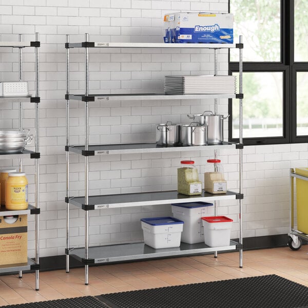 Regency 18" x 54" Solid Galvanized Steel 5-Shelf Kit with 74" Posts