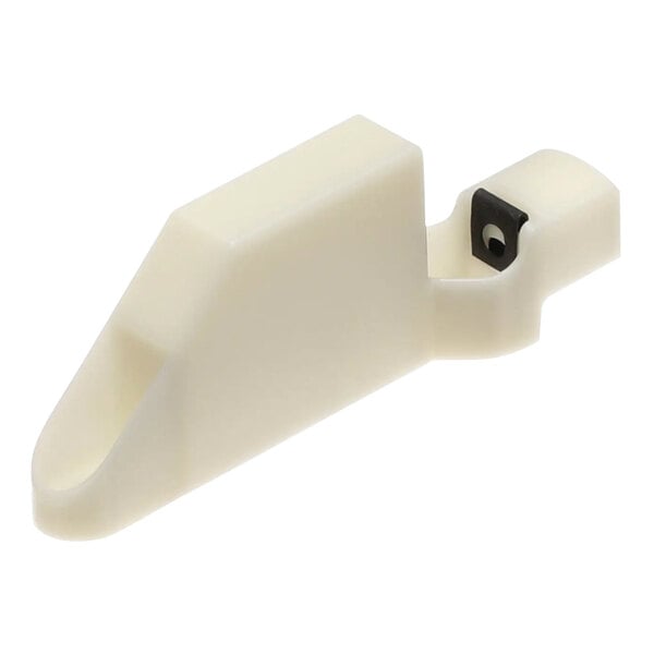 A white plastic Scotsman Right Panel Mounting Receptacle with black tips.