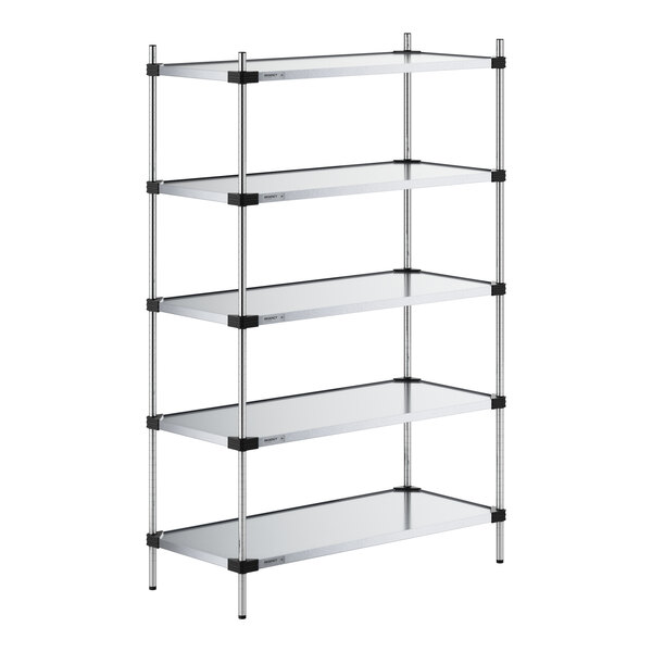 Regency 21" x 48" Solid Galvanized Steel 5-Shelf Kit with 74" Posts
