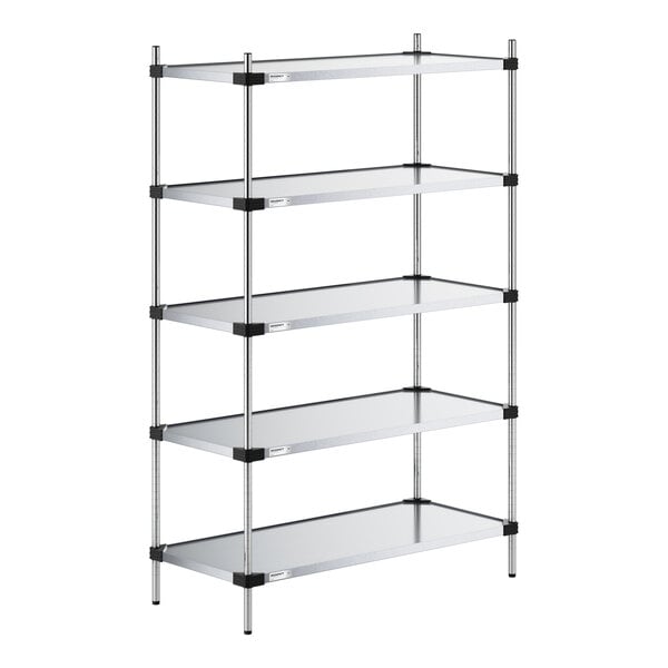Regency 21" x 48" Solid Galvanized Steel 5-Shelf Kit with 74" Posts