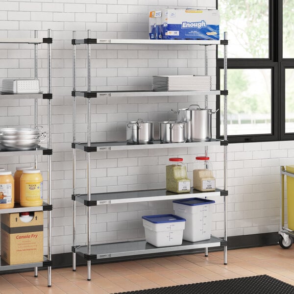 Regency 14" x 48" Solid Galvanized Steel 5-Shelf Kit with 74" Posts