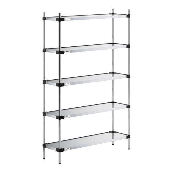 Regency 14" x 48" Solid Galvanized Steel 5-Shelf Kit with 74" Posts