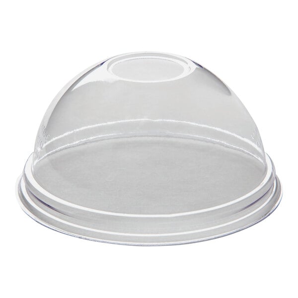 A clear plastic dome lid with a round top.