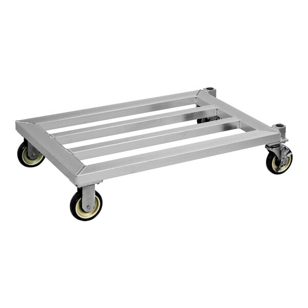 A New Age aluminum dunnage rack on wheels.