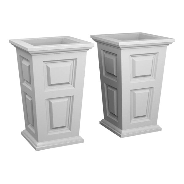 Two white rectangular Mayne planters.