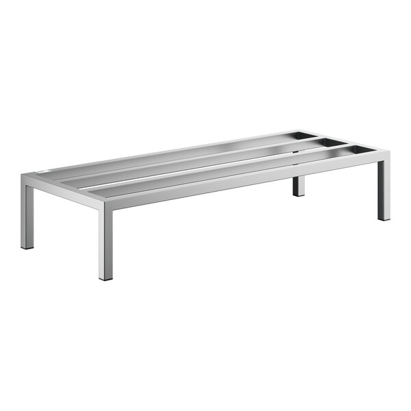 A rectangular, stainless steel rack with four legs and three horizontal support bars, designed for heavy-duty use.