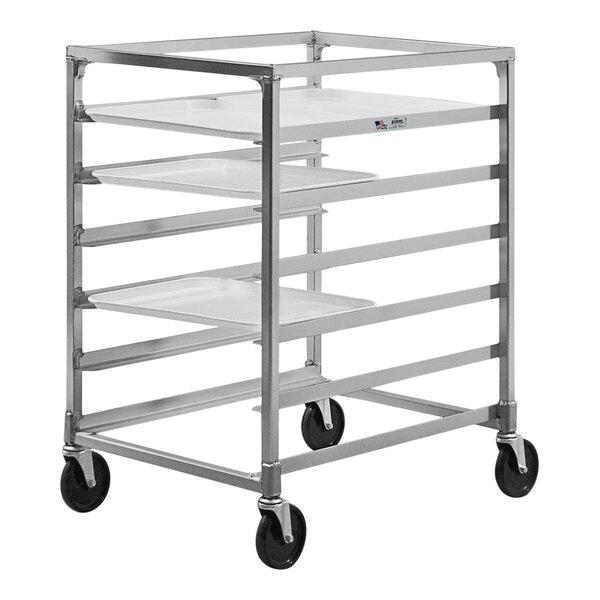 A metal rack with 12 tray shelves.