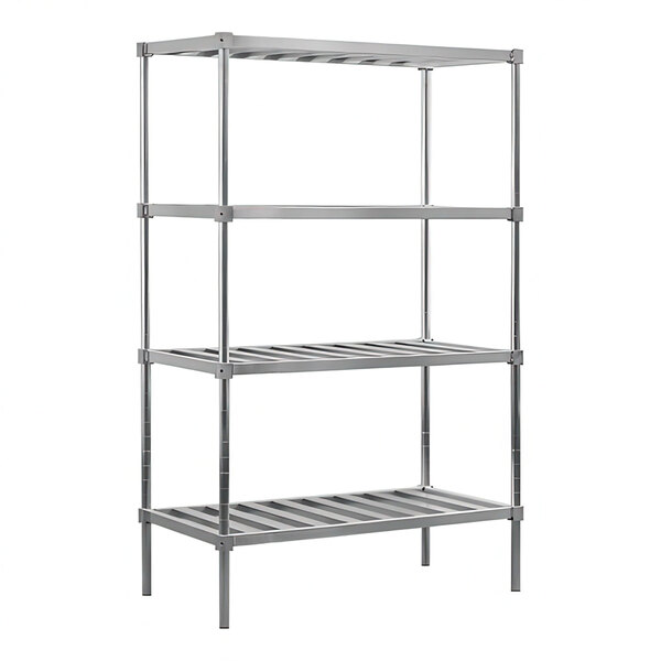 A white metal New Age Pot and Pan Drying Rack with shelves.