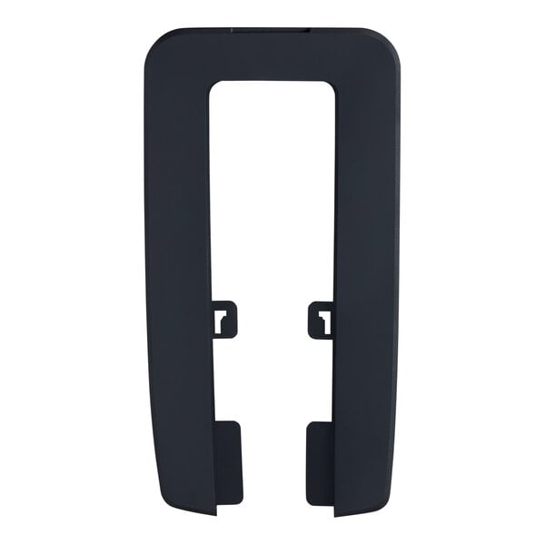 A black rectangular Purell wall plate with two holes.