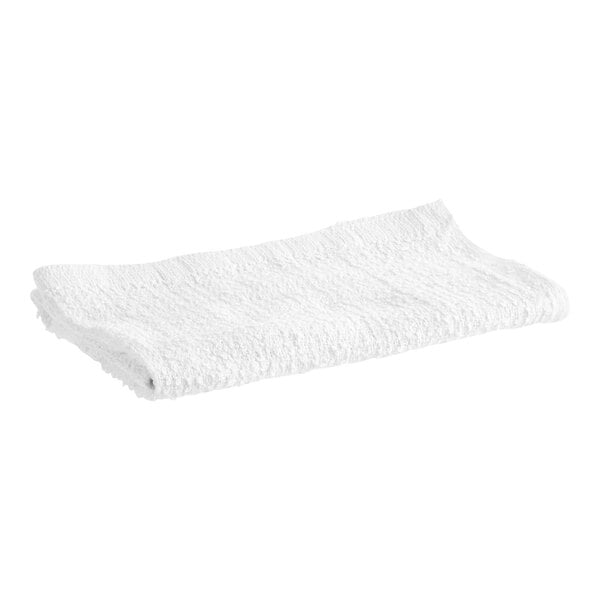 A white Monarch Brands ribbed terry bar towel.