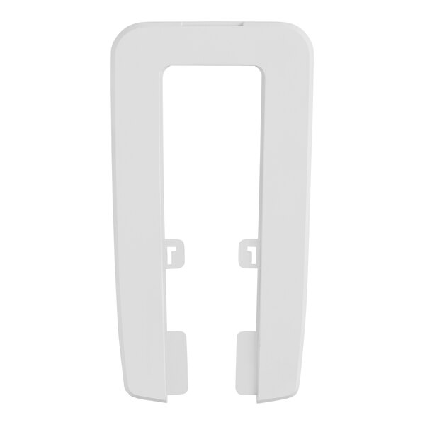 A white plastic rectangular wall plate with two holes.