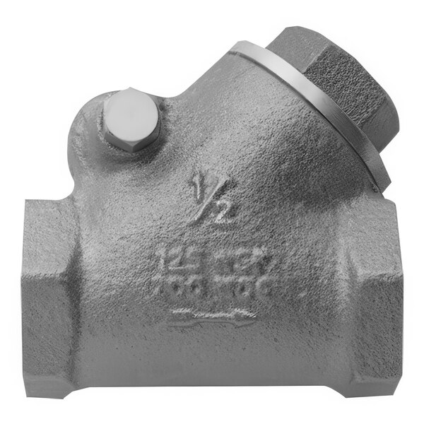 A Fisher Eco Brass check valve with a grey metal nut and pipe.